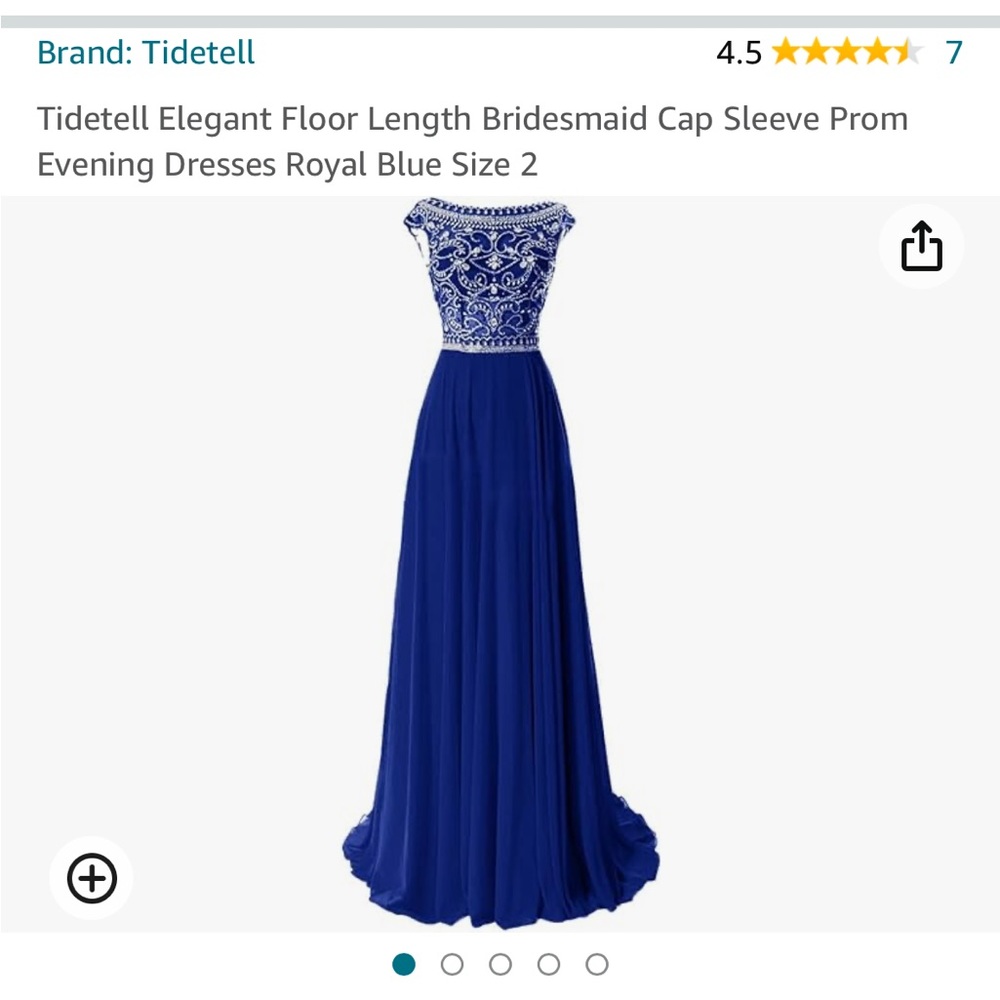 Royal Blue Beaded Top Formal Dress